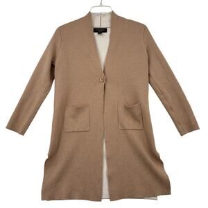 Paul Costelloe Black Label Cardigan Sweater Size L Tan Wool Blend Single Button